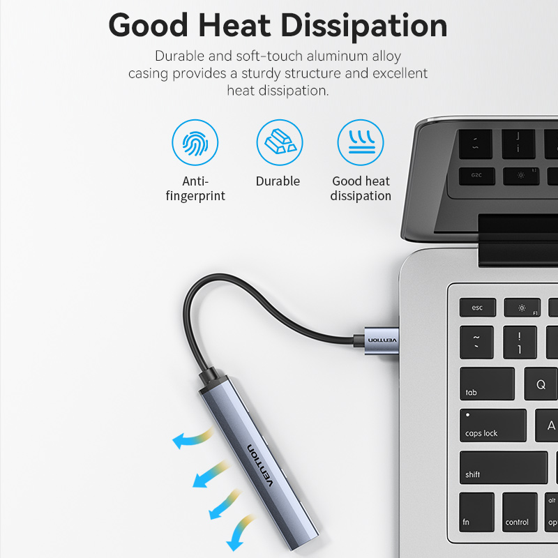 موزع منافذ USB 3.0 متعدد الوظائف من Vention، 4 في 1،