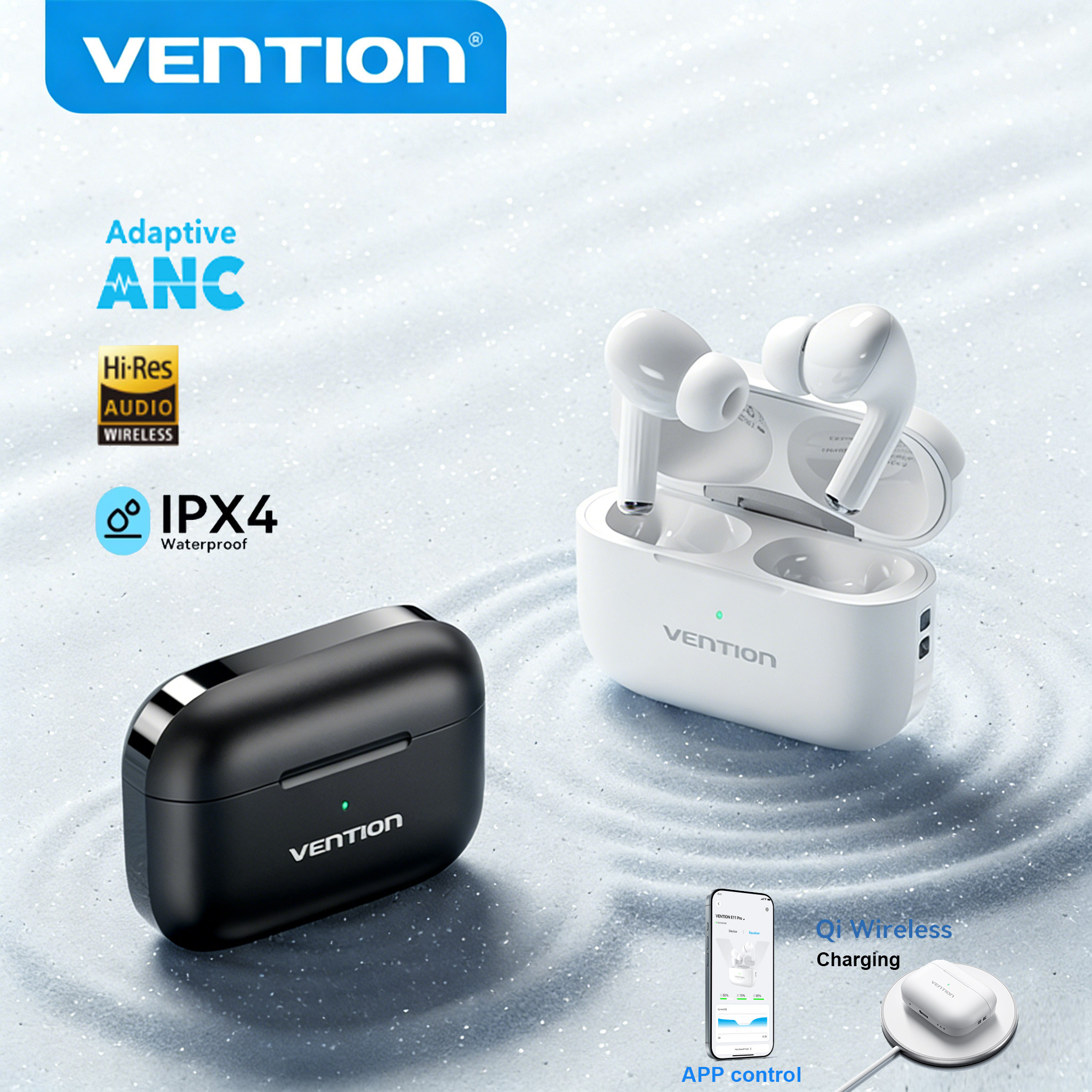 VENTION E11Pro ANC TWS Earphones Bluetooth 6.0