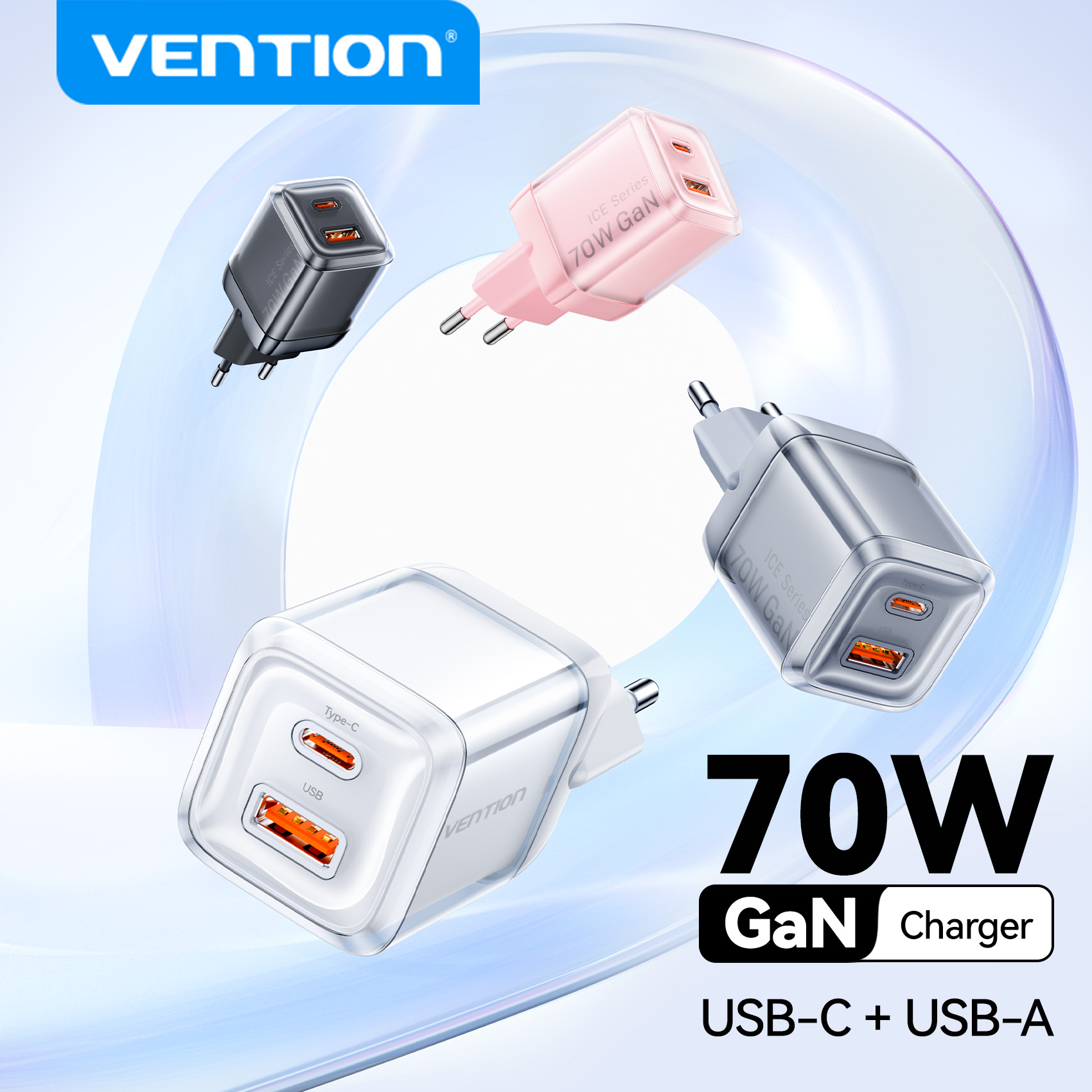 Nabíjačka Vention 70W GaN, USB typu C, nabíjačka PD QC