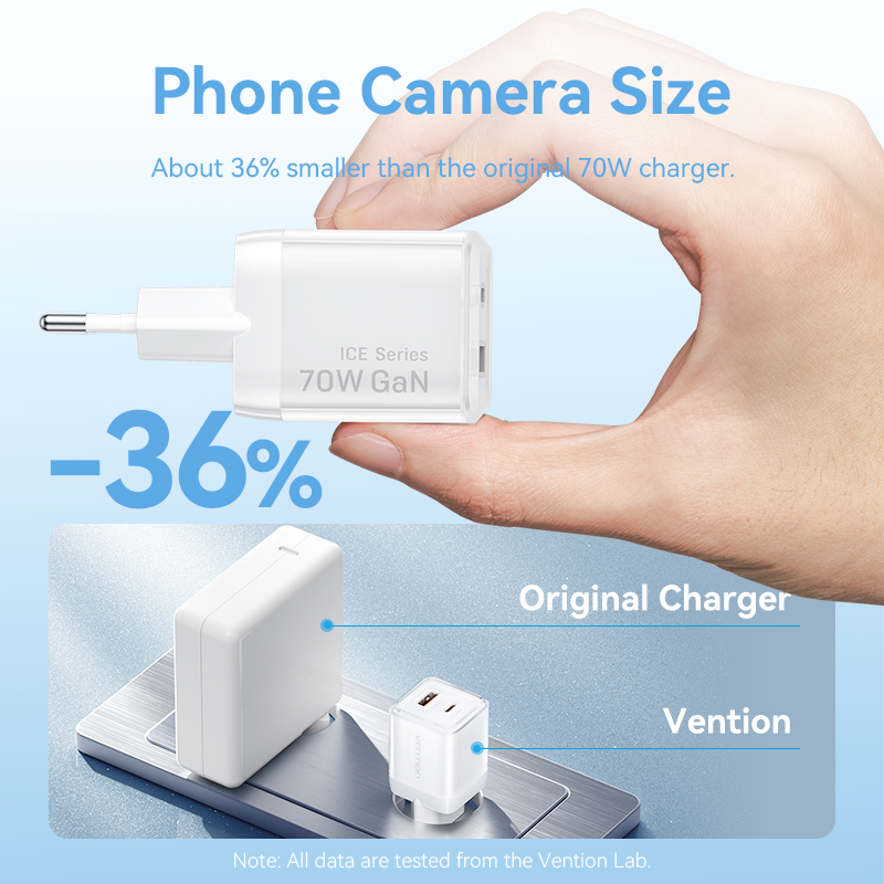 Nabíjačka Vention 70W GaN, USB typu C, nabíjačka PD QC