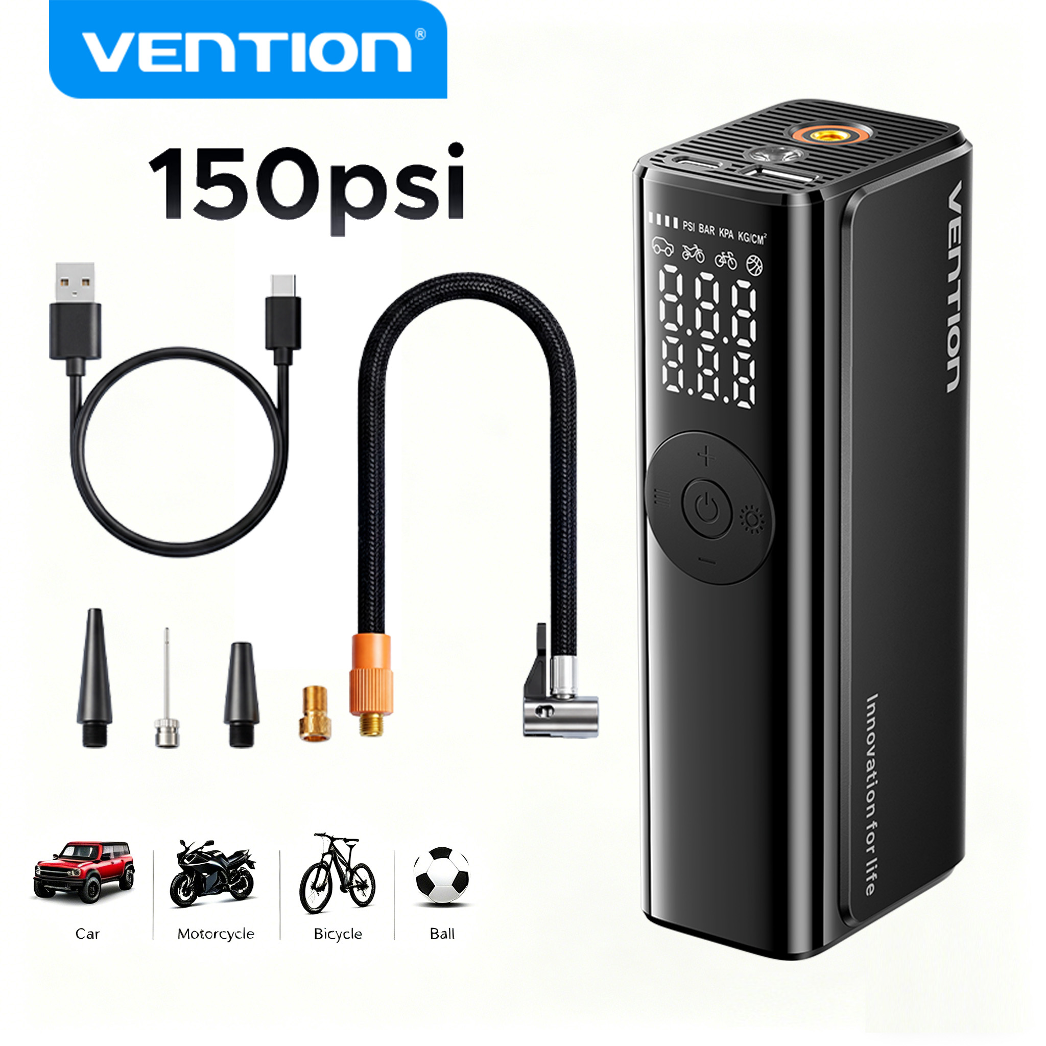 Vention Car Air Pump 5200Mah Portable Air Compressor