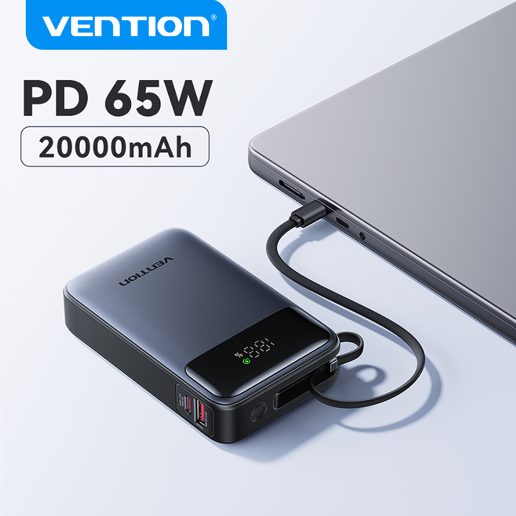 Vention 65W Power Bank 20000mAh Built-in USB-C