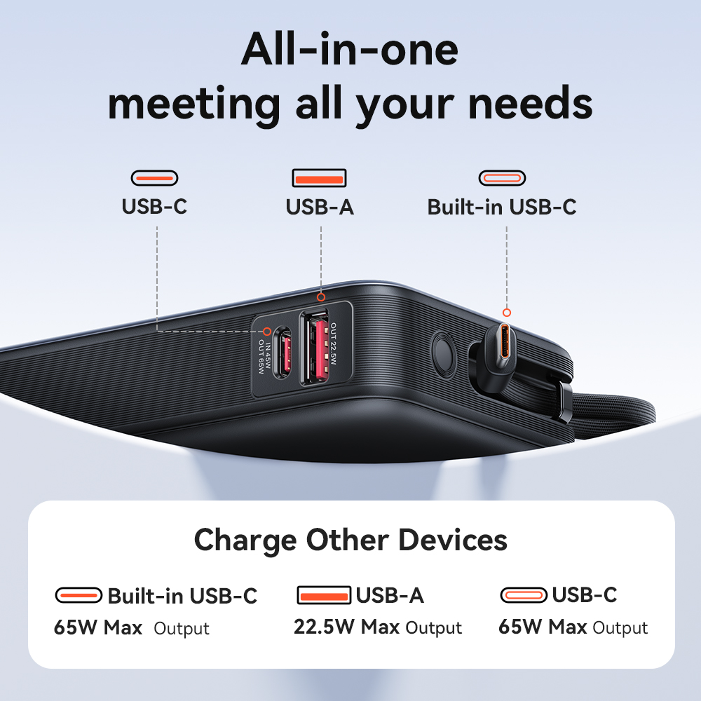 Vention 65W Power Bank 20000mAh Built-in USB-C