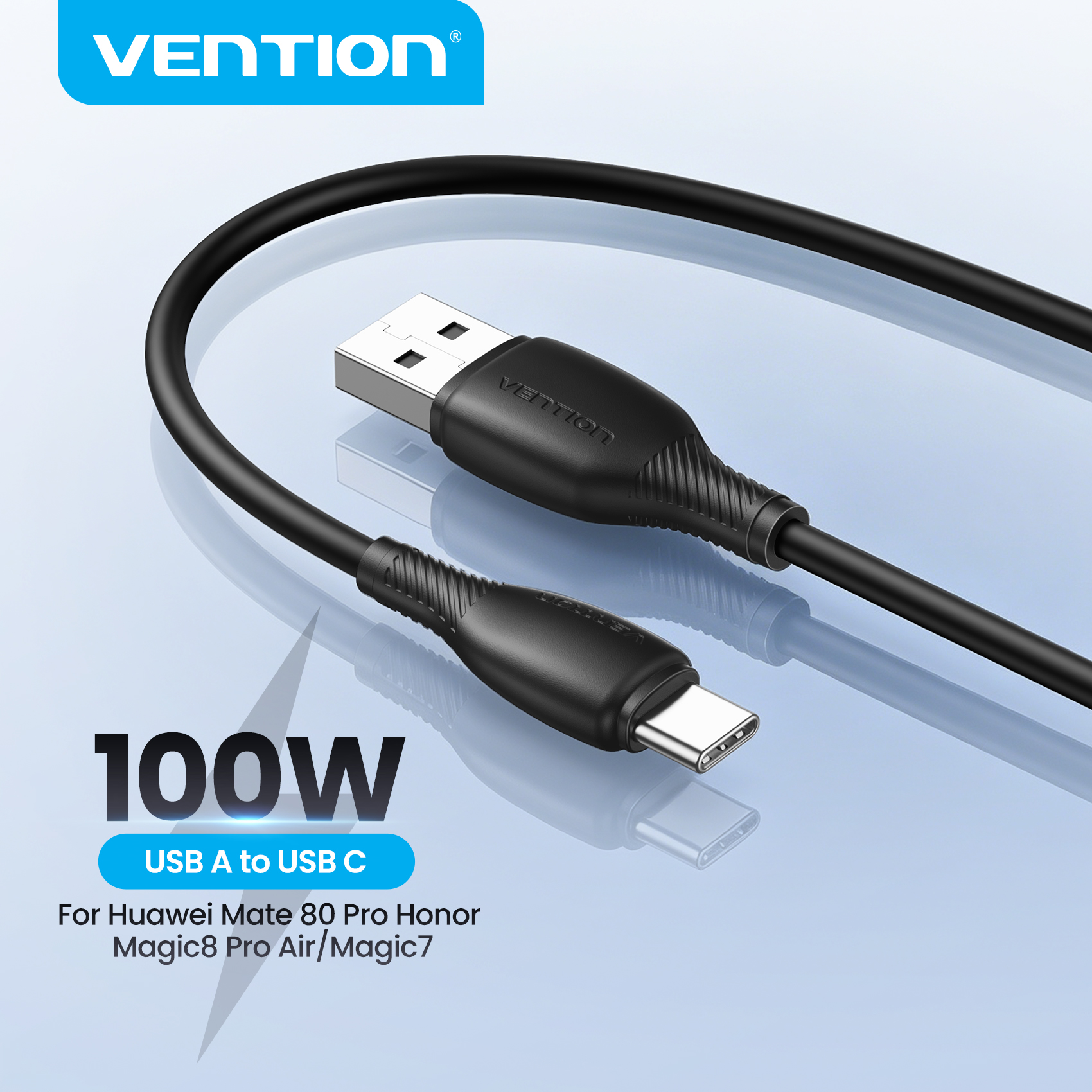 Vention 100W USB C-kabel USB A naar Type C-kabel 6A