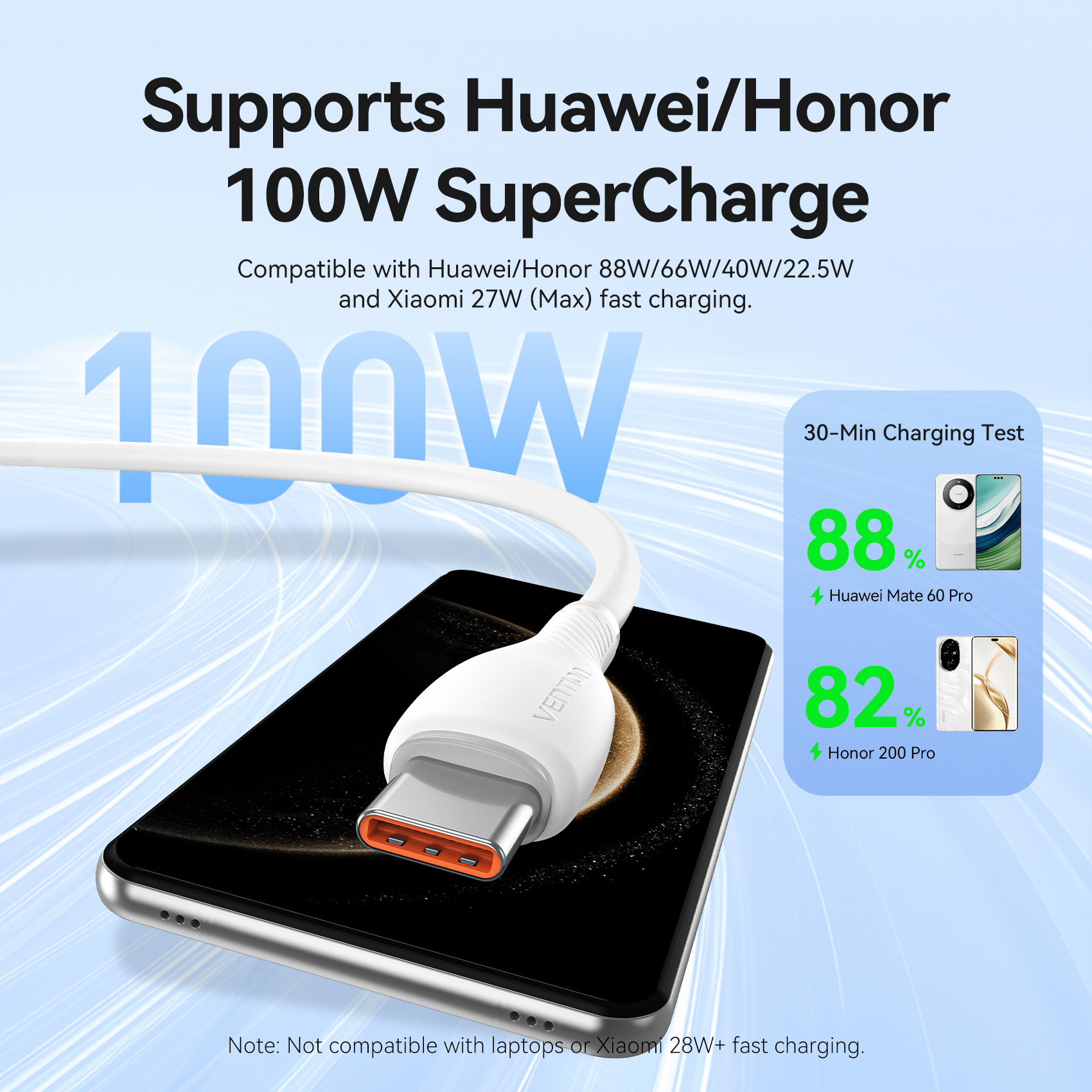 Vention 100W USB C-kabel USB A naar Type C-kabel 6A