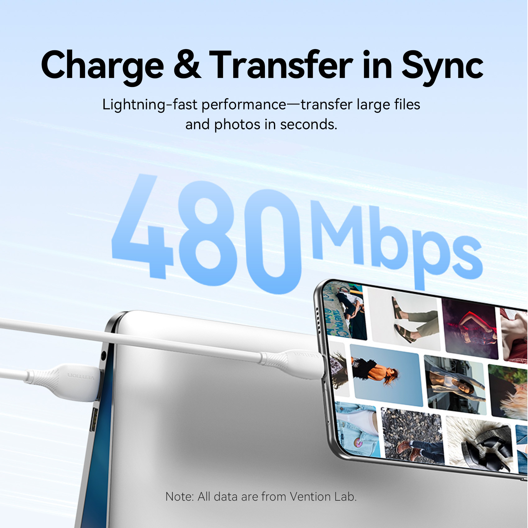 Vention 100W USB C-kabel USB A naar Type C-kabel 6A