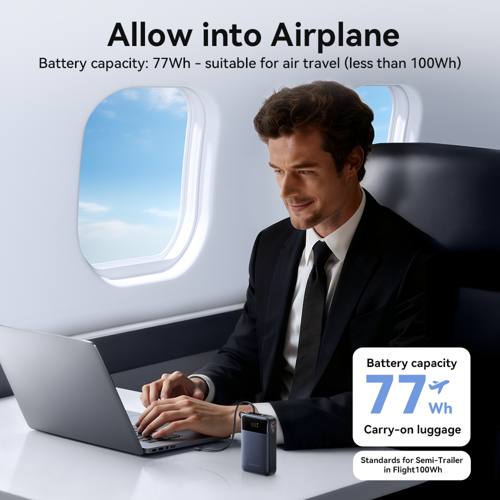 Vention 65W Power Bank 20000mAh Built-in USB-C