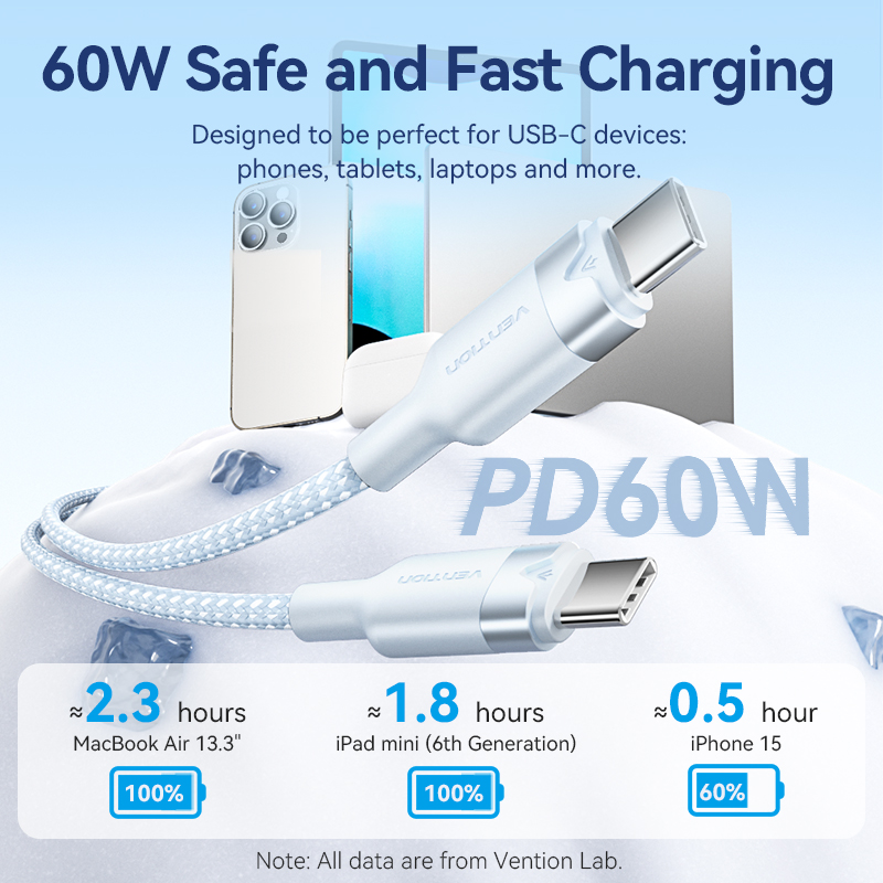 Vention 60W USB Type C to Type C Cable PD Fast