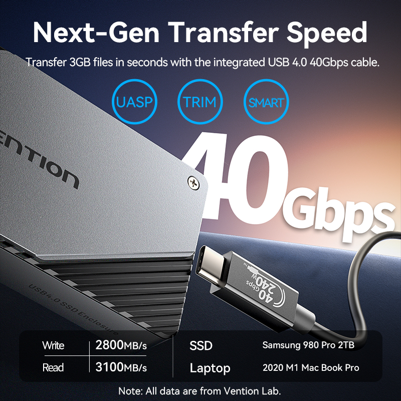 Vention 40Gbps M.2 NVMe SSD Enclosure Case M.2 to USB