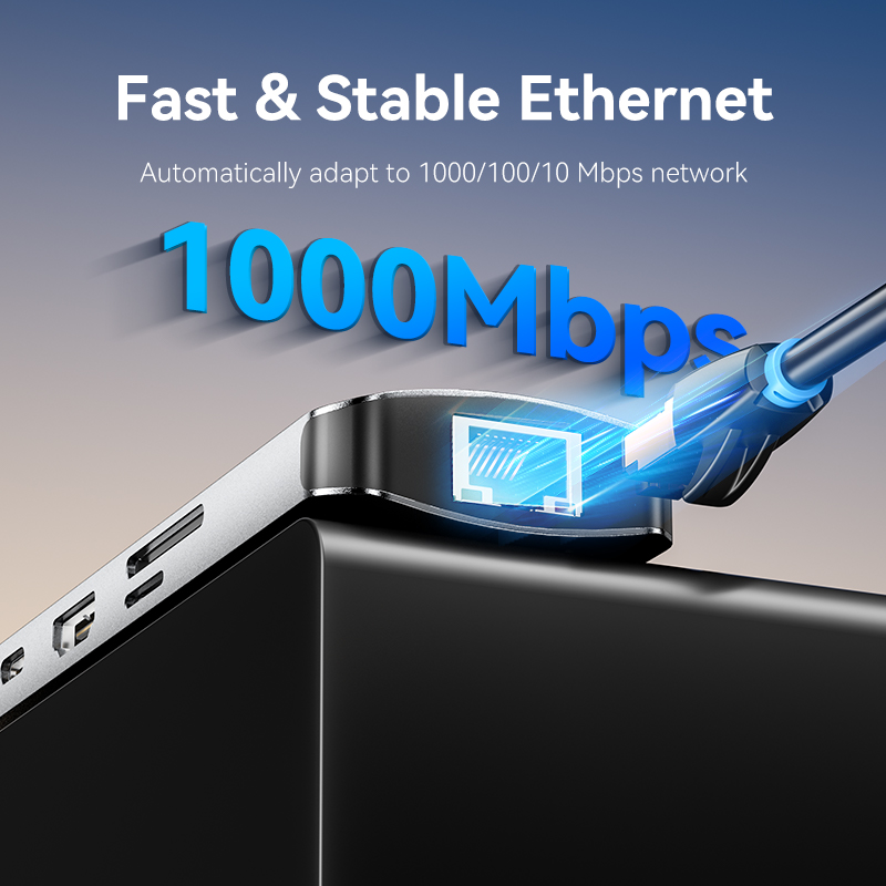 Hub USB C Vention, HDMI 4K60Hz, RJ45 PD, 100W, USB