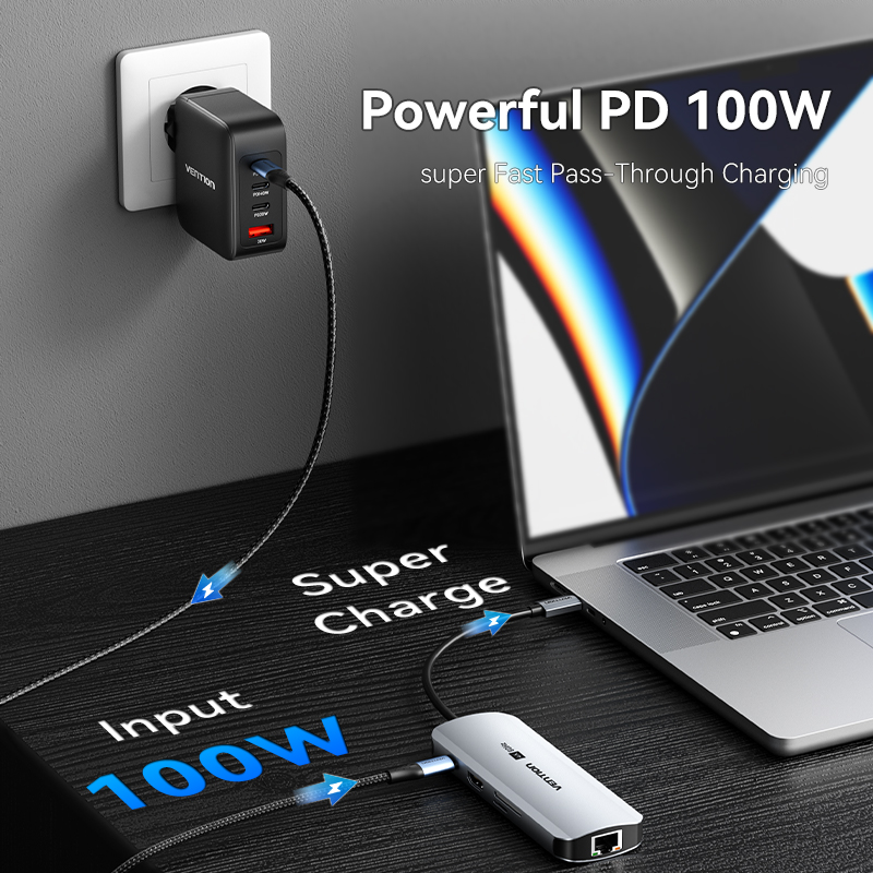 Hub USB C Vention, HDMI 4K60Hz, RJ45 PD, 100W, USB