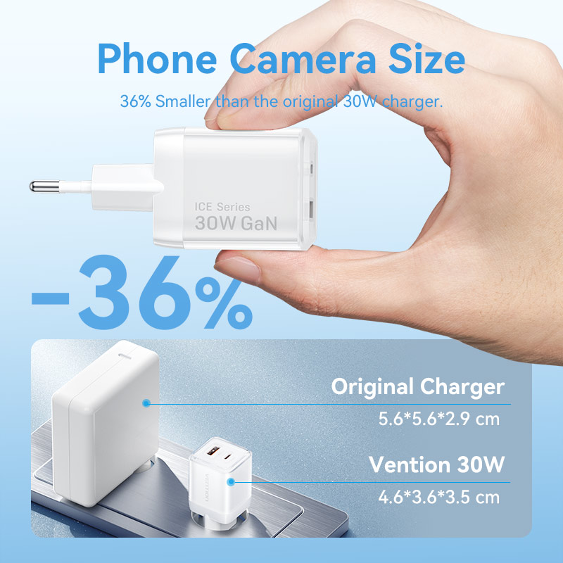 Chargeur rapide Vention 30 W GaN PD3.0 QC3.0 USB