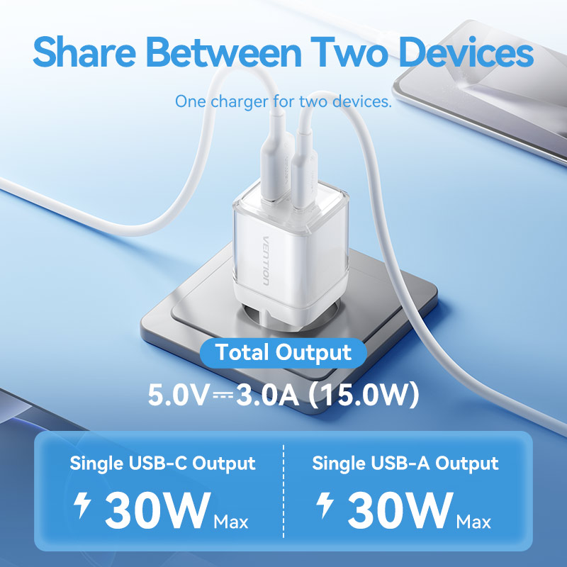 Chargeur rapide Vention 30 W GaN PD3.0 QC3.0 USB