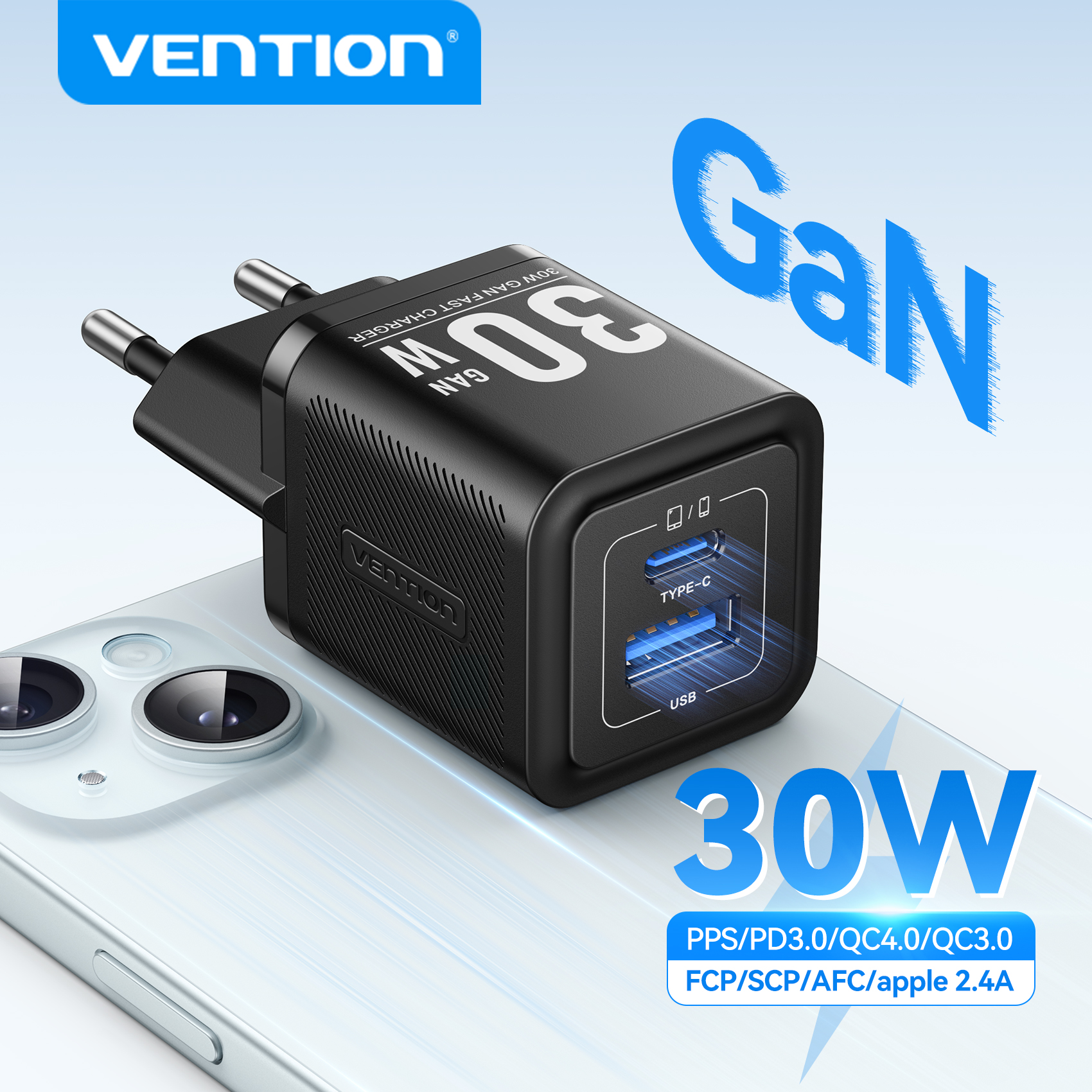 Vention 30W GaN Charger PD3.0 QC4.0 USB C