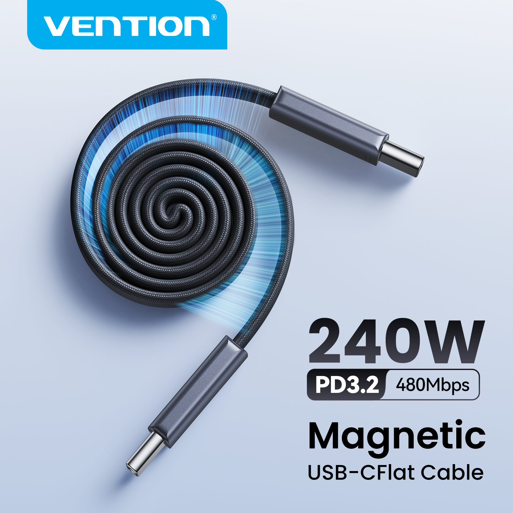 Vention 240W Magnetic USB C Cable USB C to Type C