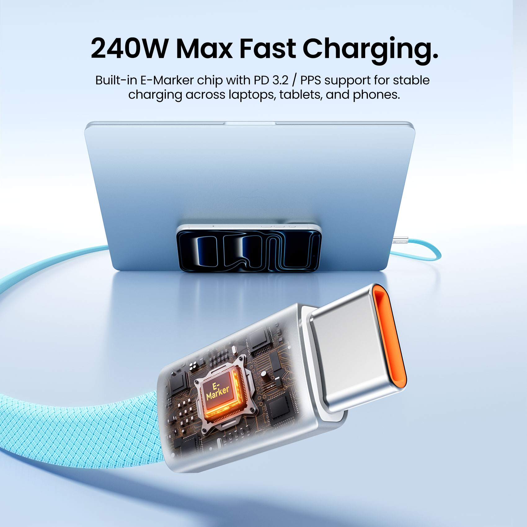 Vention 240W Magnetic USB C Cable USB C to Type C
