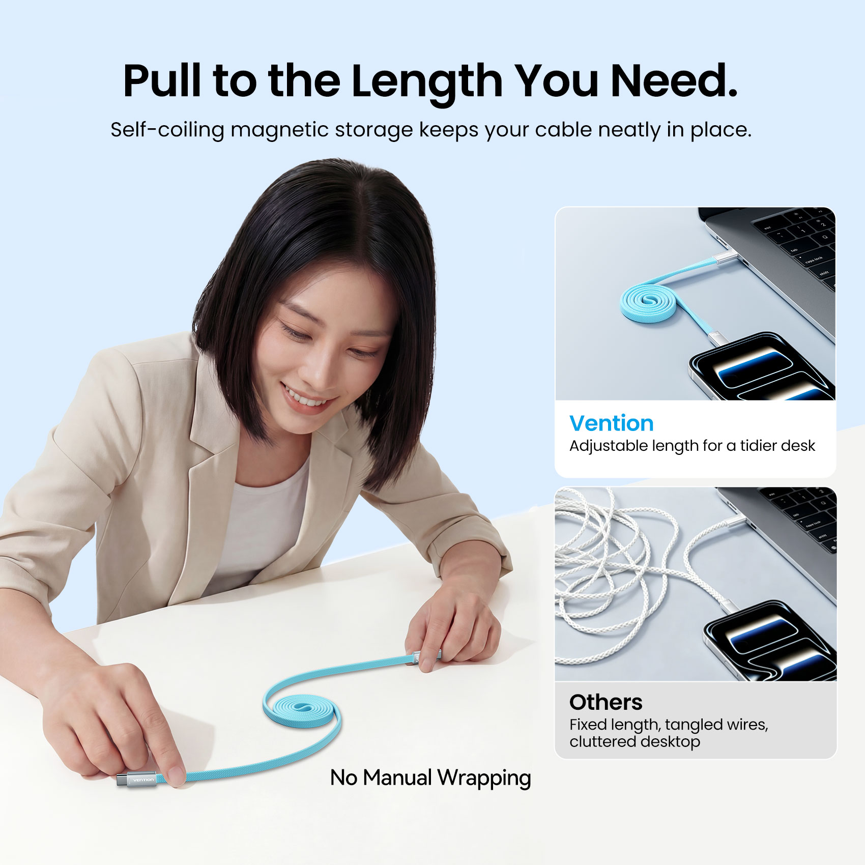 Vention 240W Magnetic USB C Cable USB C to Type C