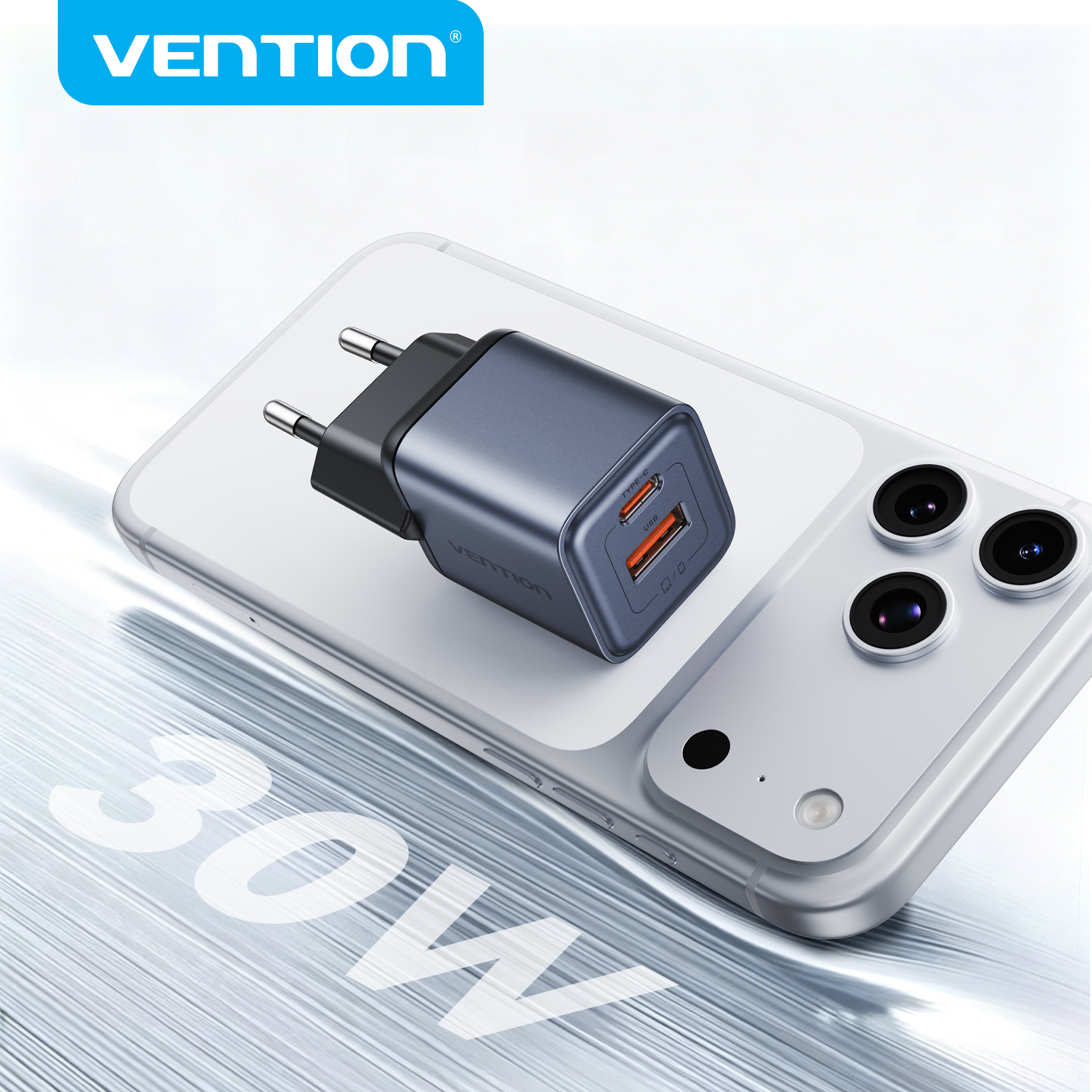 Vention 30W GaN 충전기 PD 3.0 QC3.0 USB C 고속 충전