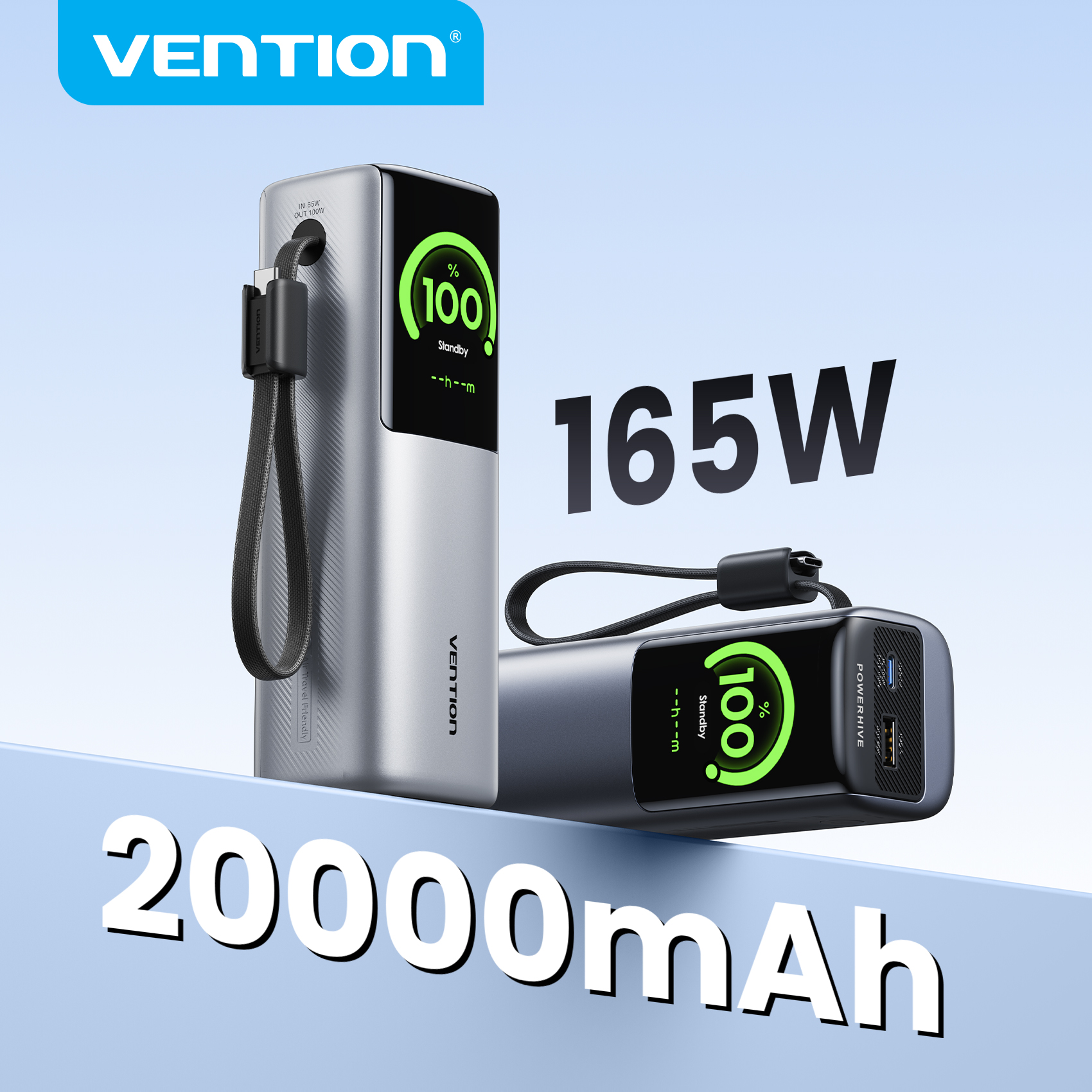 Vention 165W Power Bank 20000mAh PD 3.0 100W Max