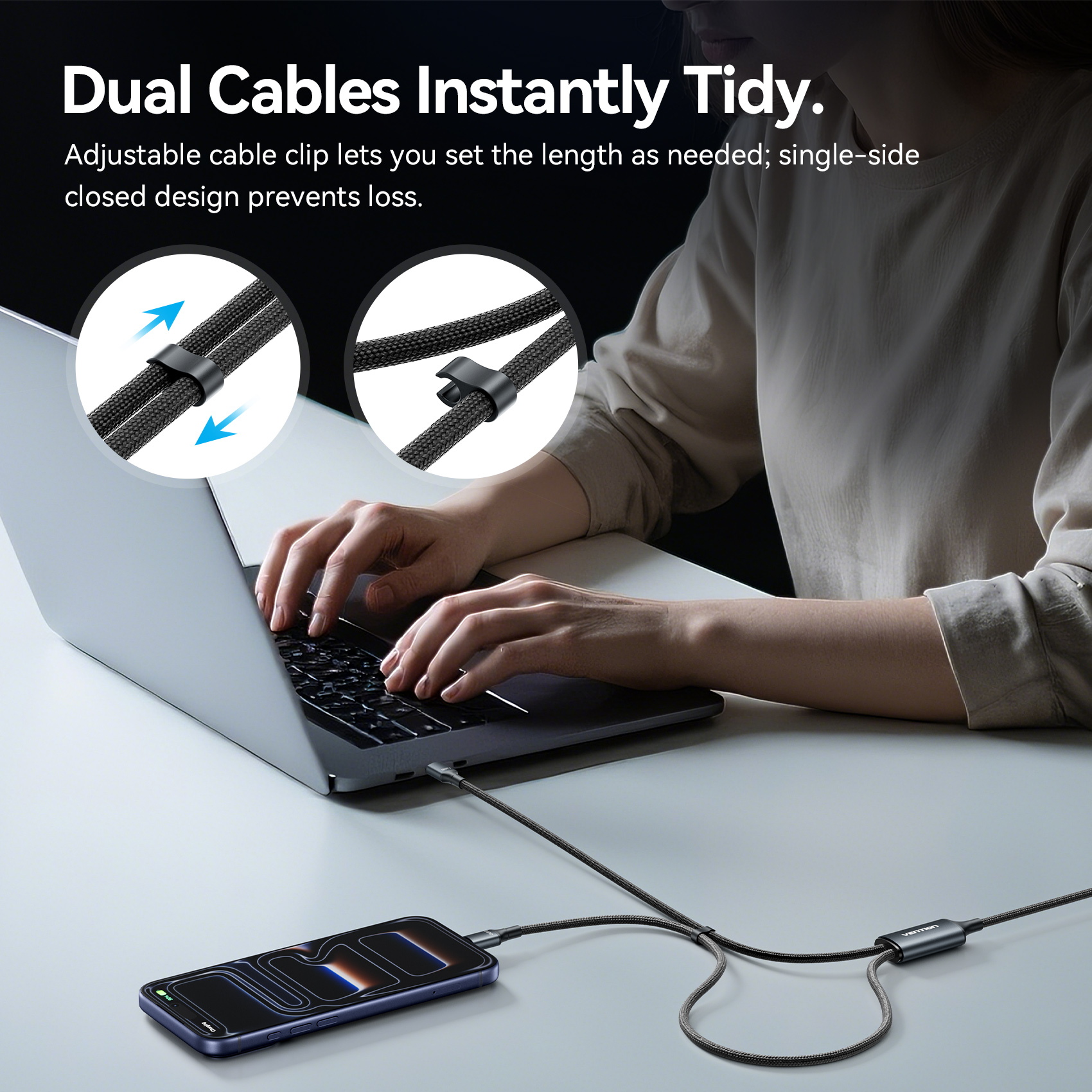 Vention 140W Charge Cable USB C to Type-C Wire PD3.1