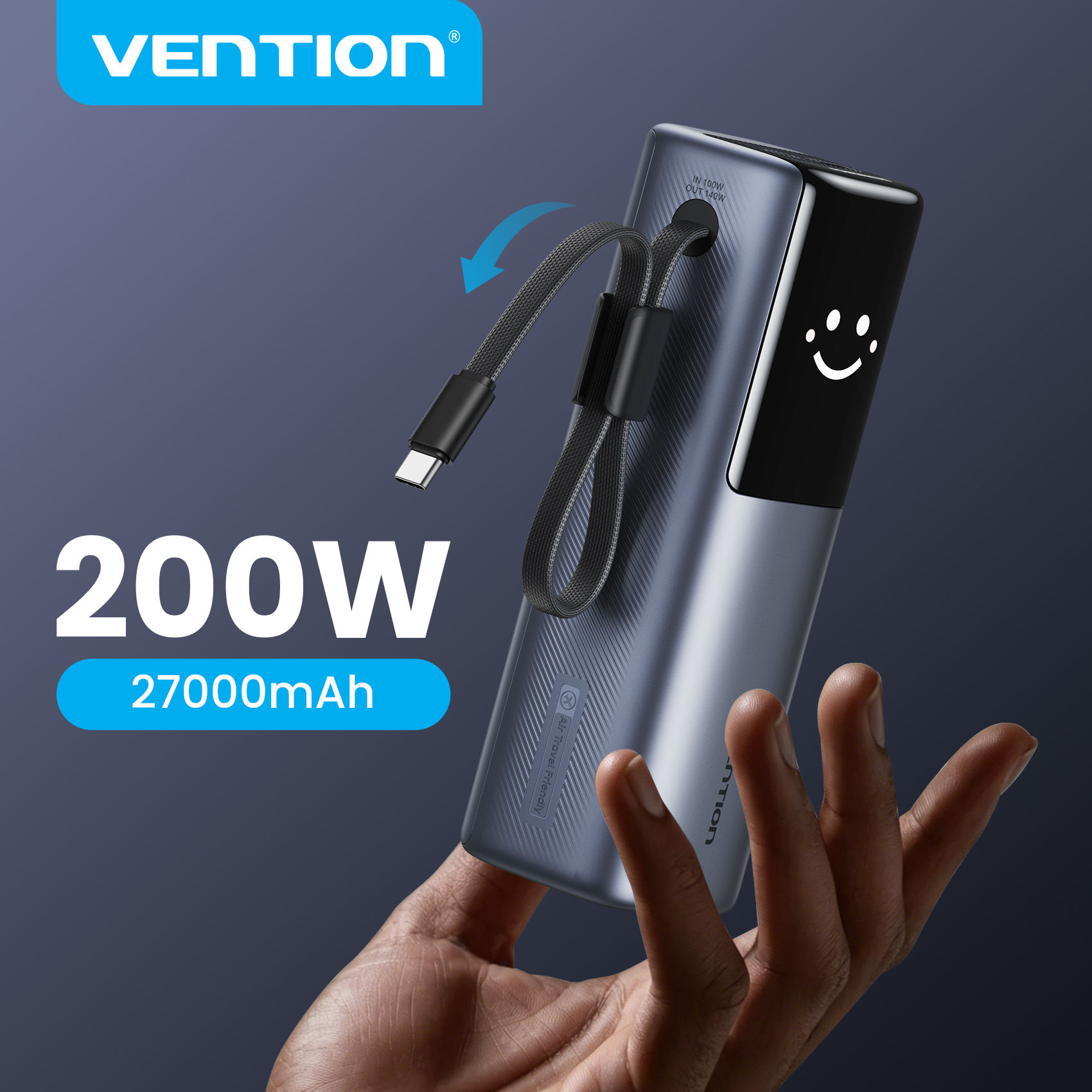 Vention 200W Power Bank 27000mAh PD 3.1 140W Max