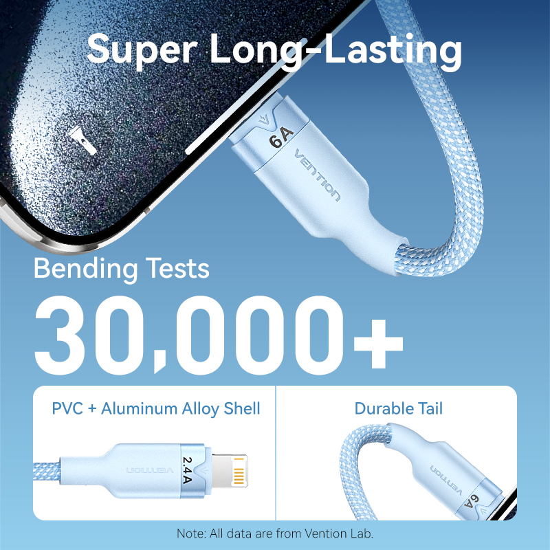 Vention 120W Charge Cable 6A USB Type C 3 In 1 Fast