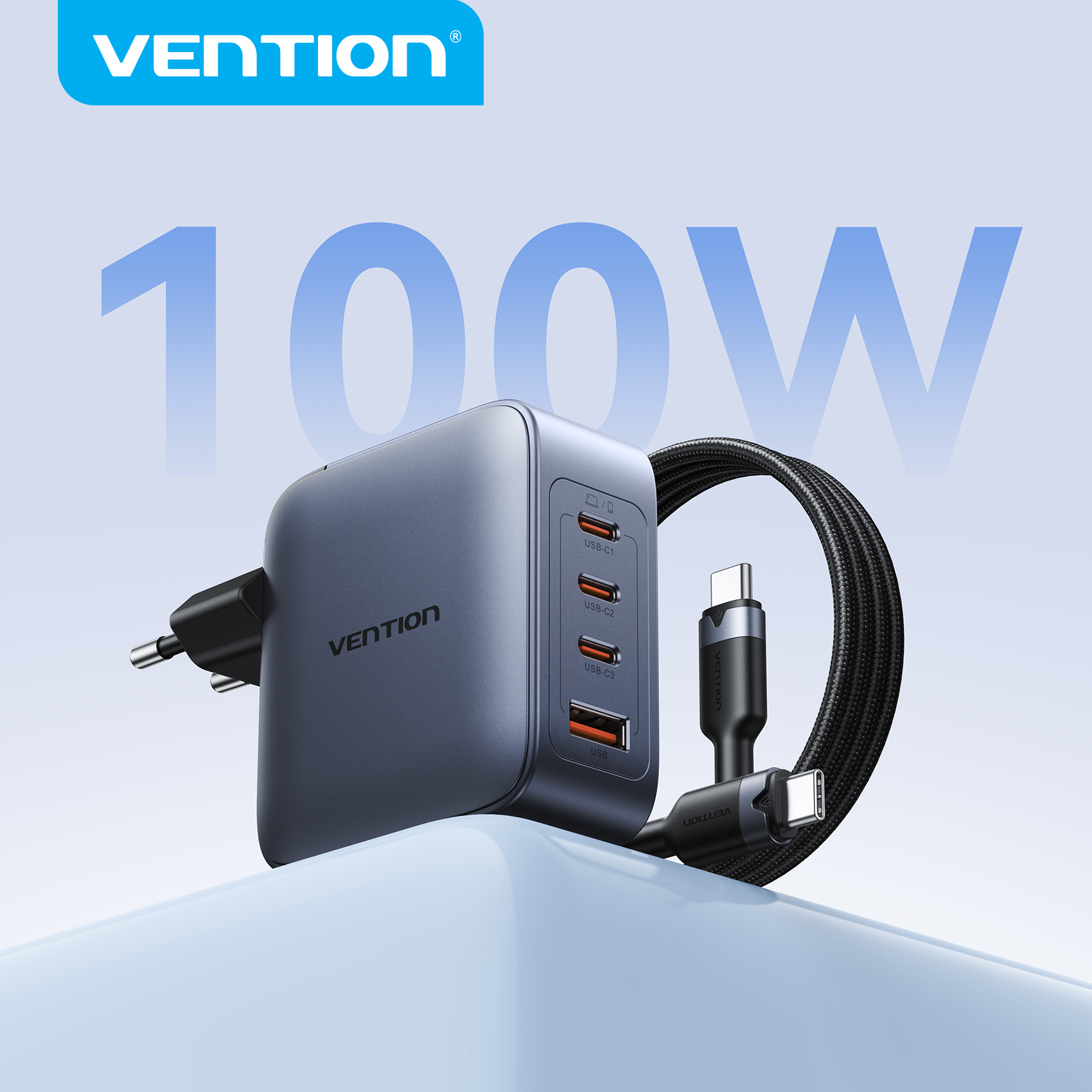 Vention USB C Charger 100W GaN Charger For MacBook