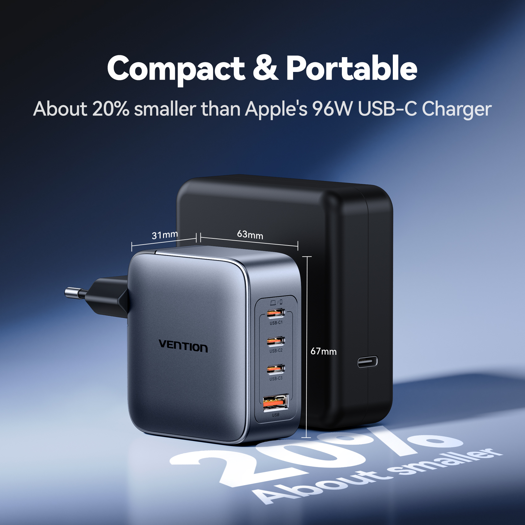 Vention USB C töltő 100W GaN töltő MacBookhoz