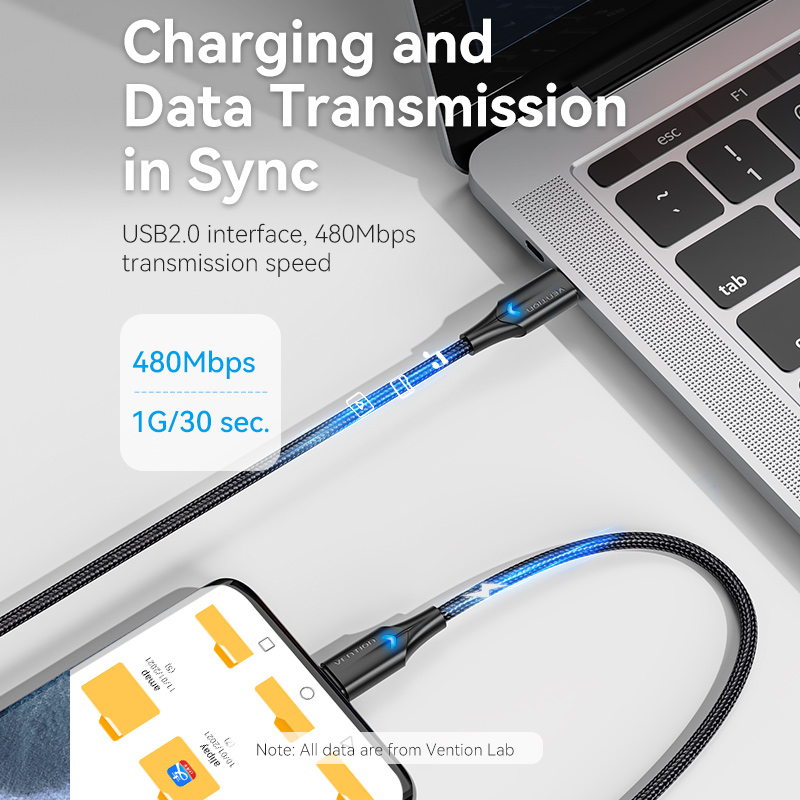 Vention 60W-os USB Type-C kábel iPhone 17 16 15 Pro