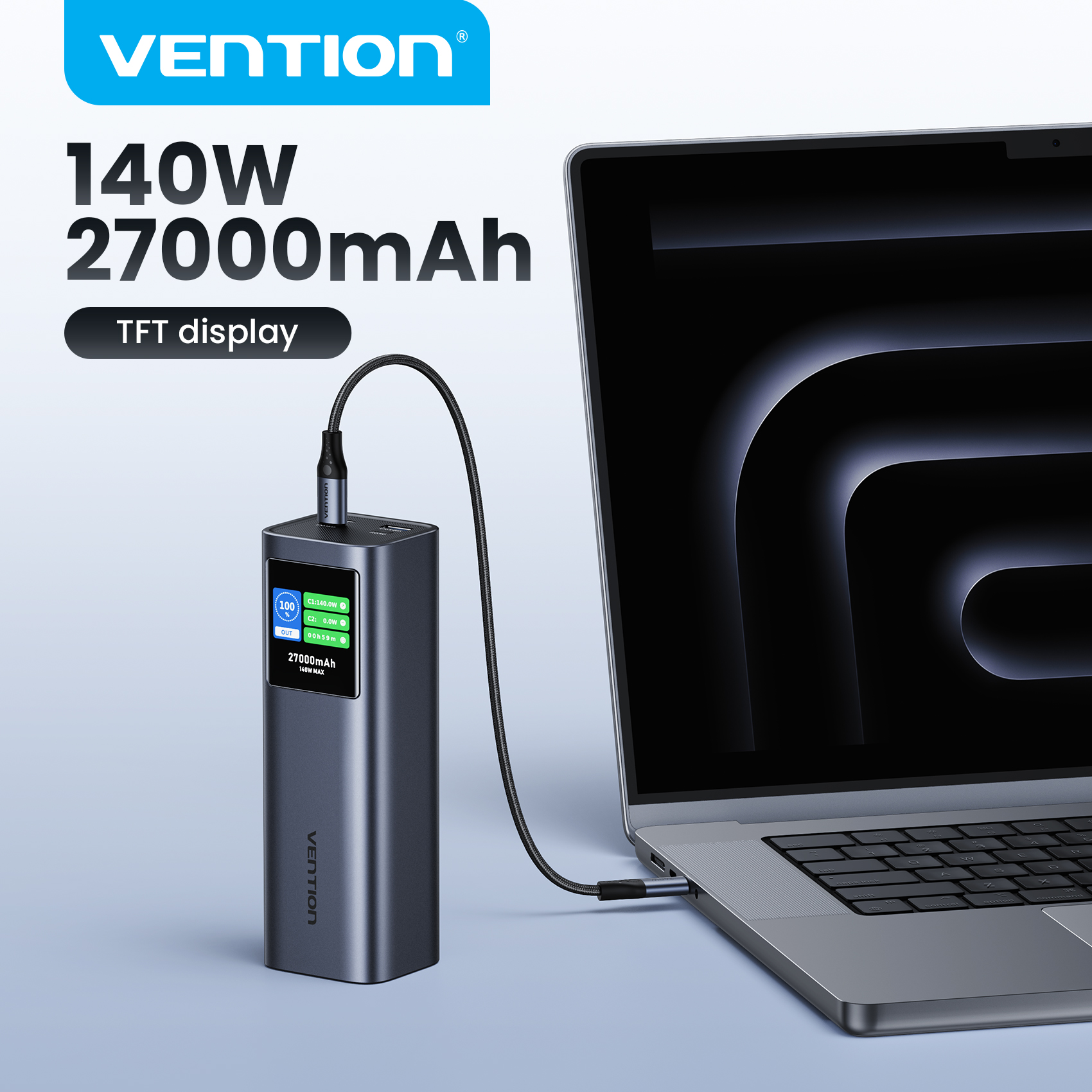 Vention 140W Power Bank 27000mAh PD3.1 Fast Charging