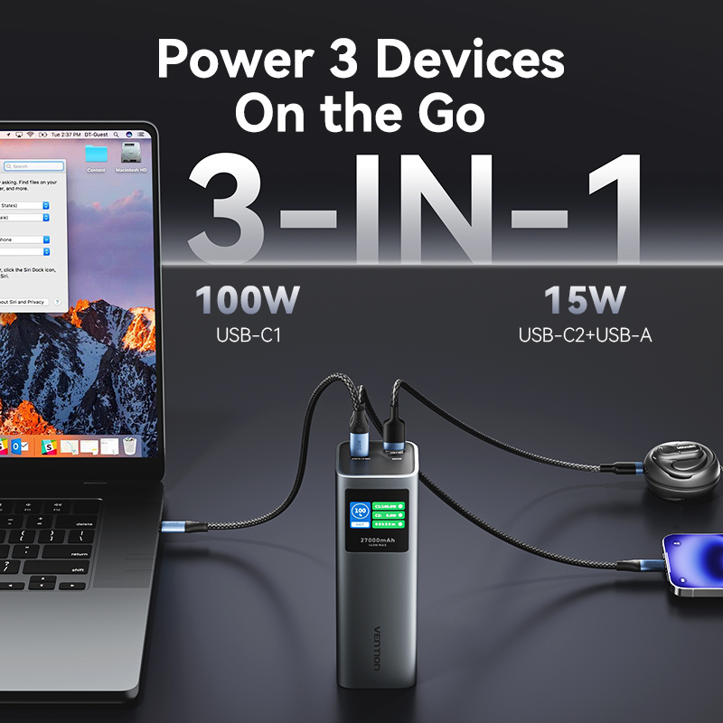 Powerbanka Vention 140W 27000mAh PD3.1 s rýchlym