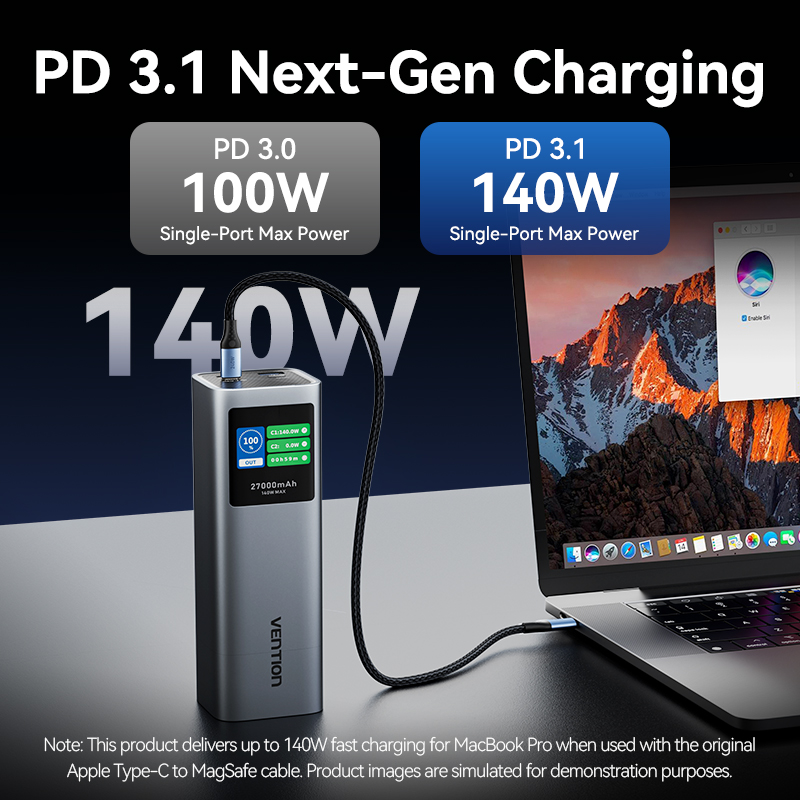 Powerbanka Vention 140W 27000mAh PD3.1 s rýchlym