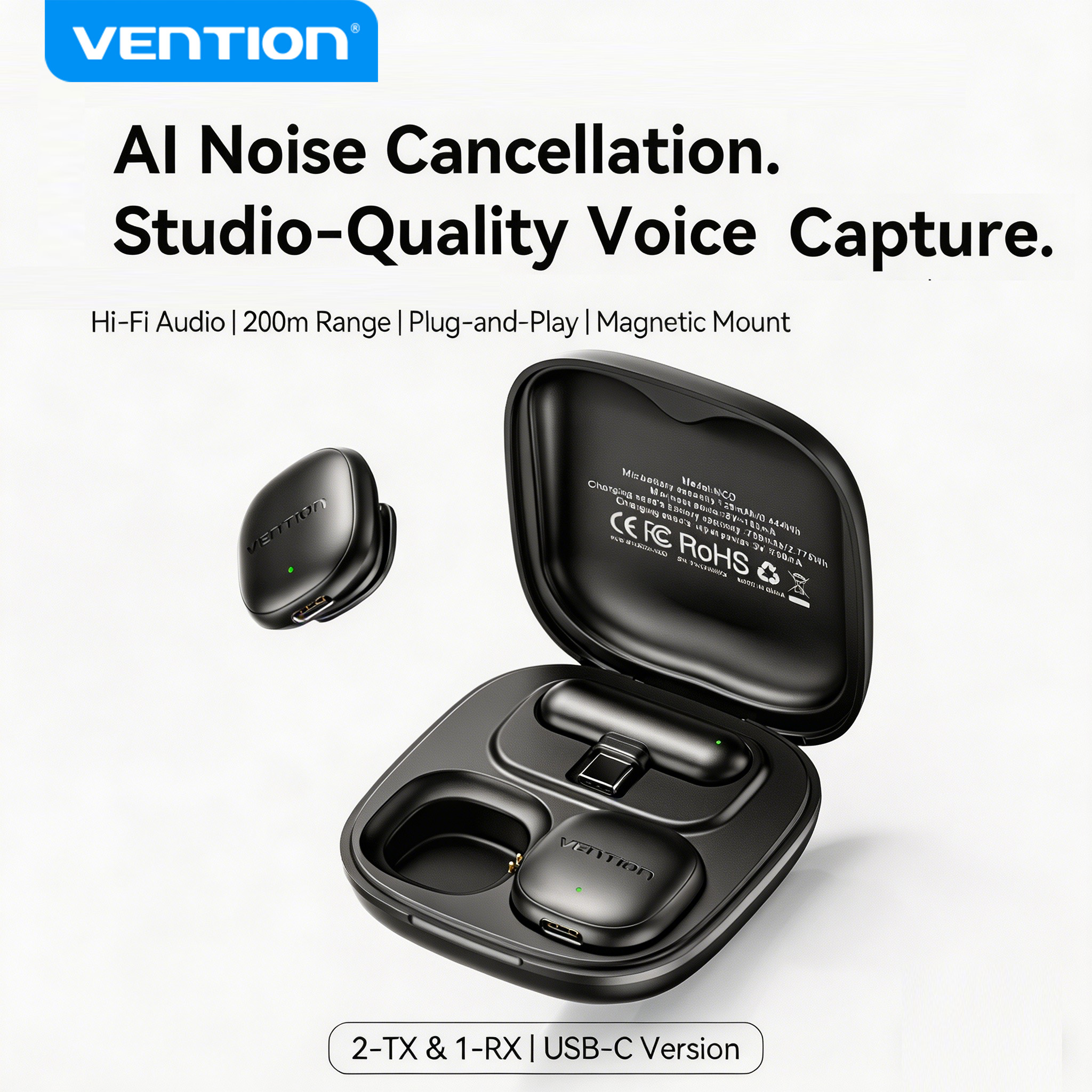 Vention Wireless Magnetic Button Collar Microphone