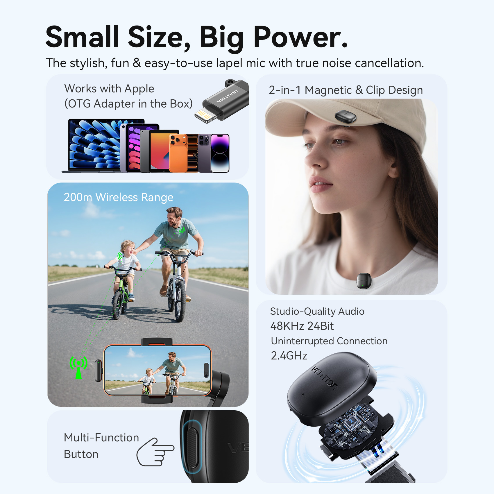 Vention Wireless Magnetic Button Collar Microphone