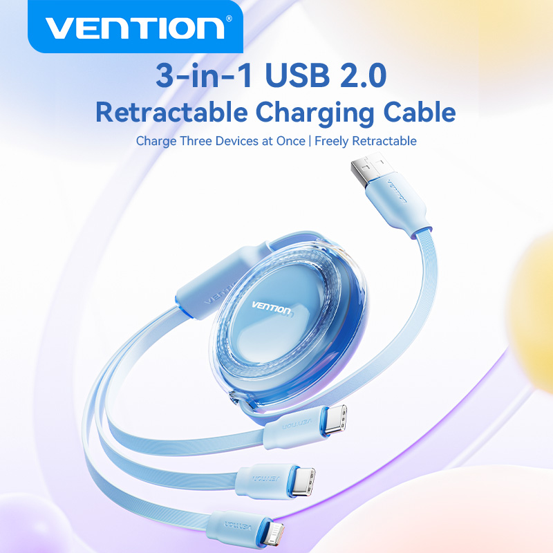 Kábel Vention USB C 3 v 1, zasúvací USB typu C