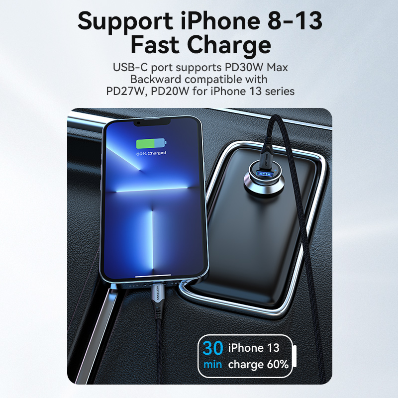 Nabíjačka do auta Vention 30W USB-C s rýchlonabíjaním