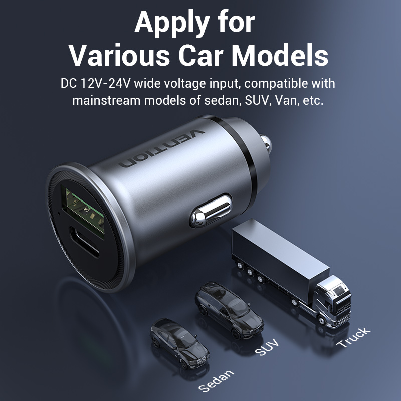 Nabíjačka do auta Vention 30W USB-C s rýchlonabíjaním