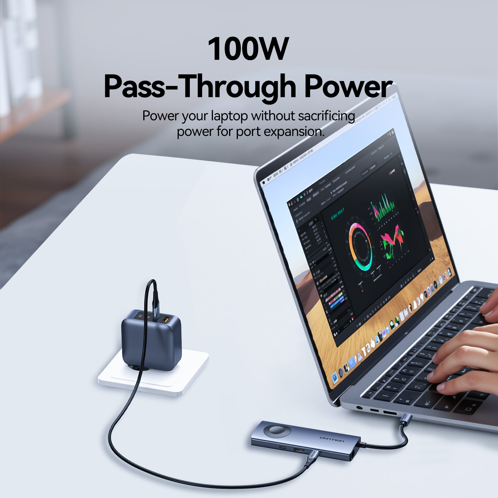 موزع USB-C لاسلكي مغناطيسي من Vention بدقة 4K وتردد 60