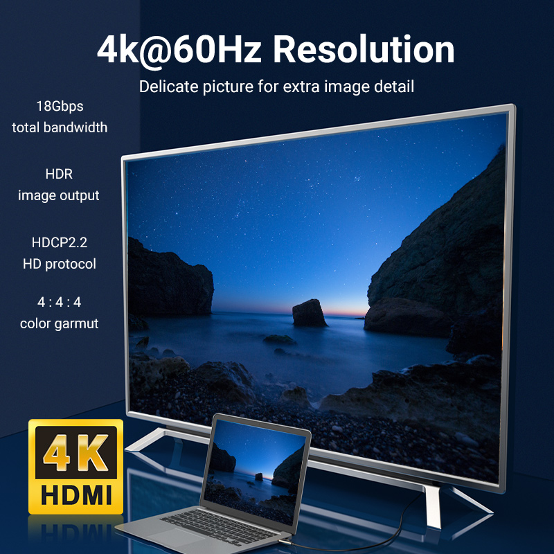 כבל HDMI 2.1 8K של Vention 120Hz 48Gbps סיב אופטי