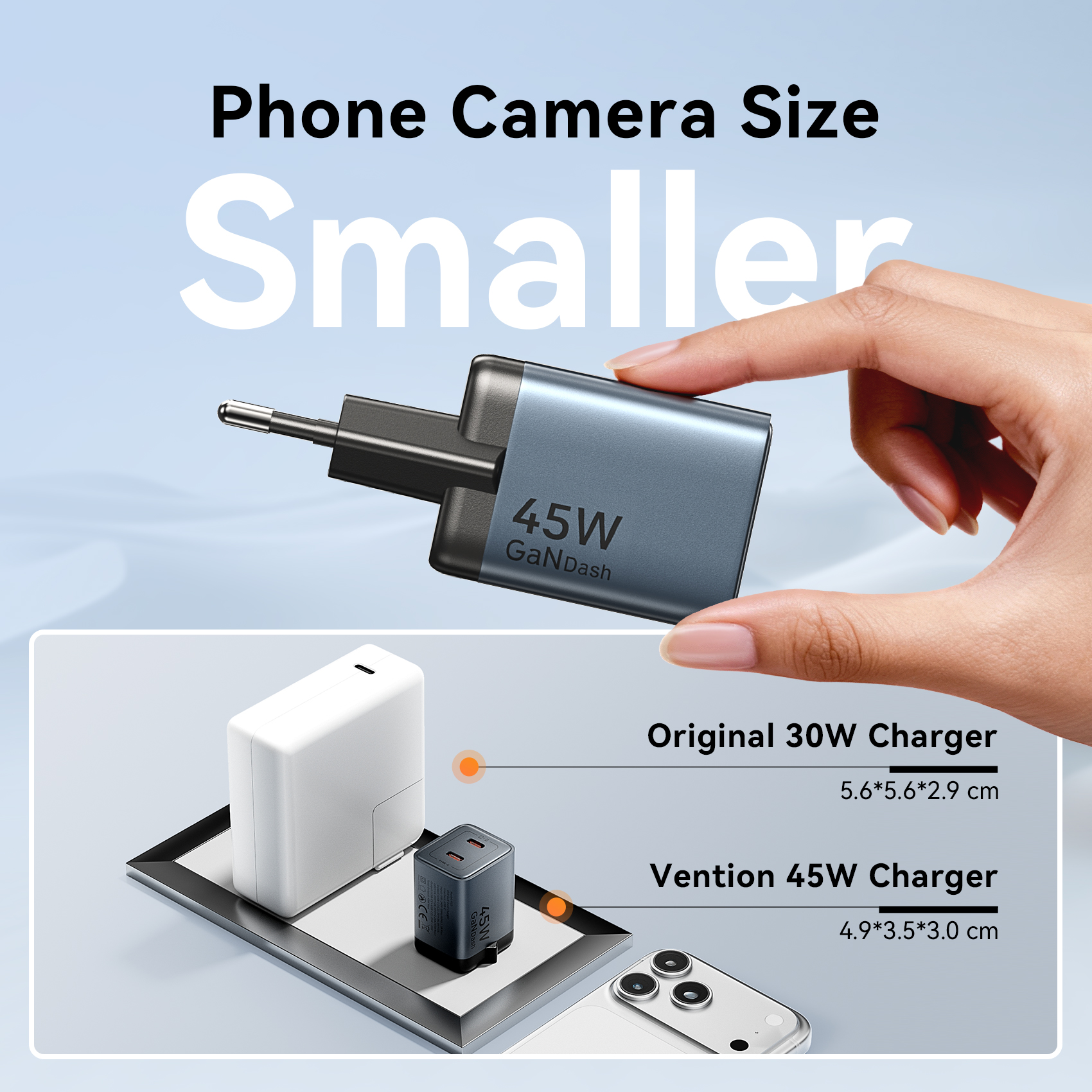 Vention 45W GaN gyorstöltő USB C PD3.0 C típusú
