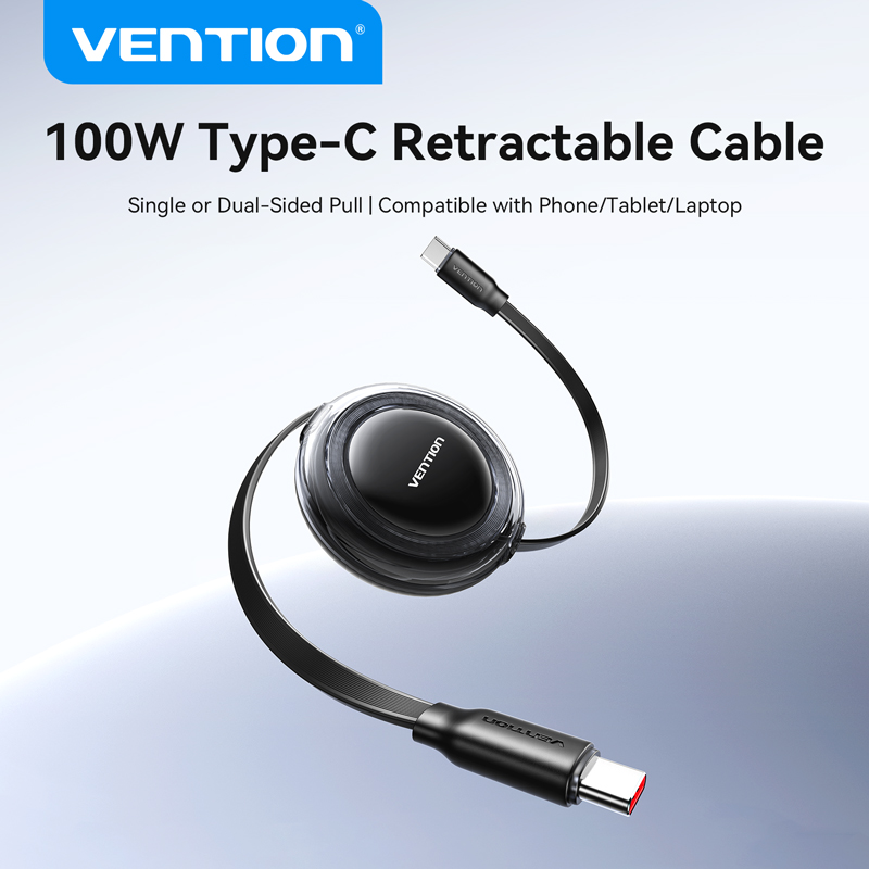 Vention 100W Retractable Cable USB C Cable 5A Type-C