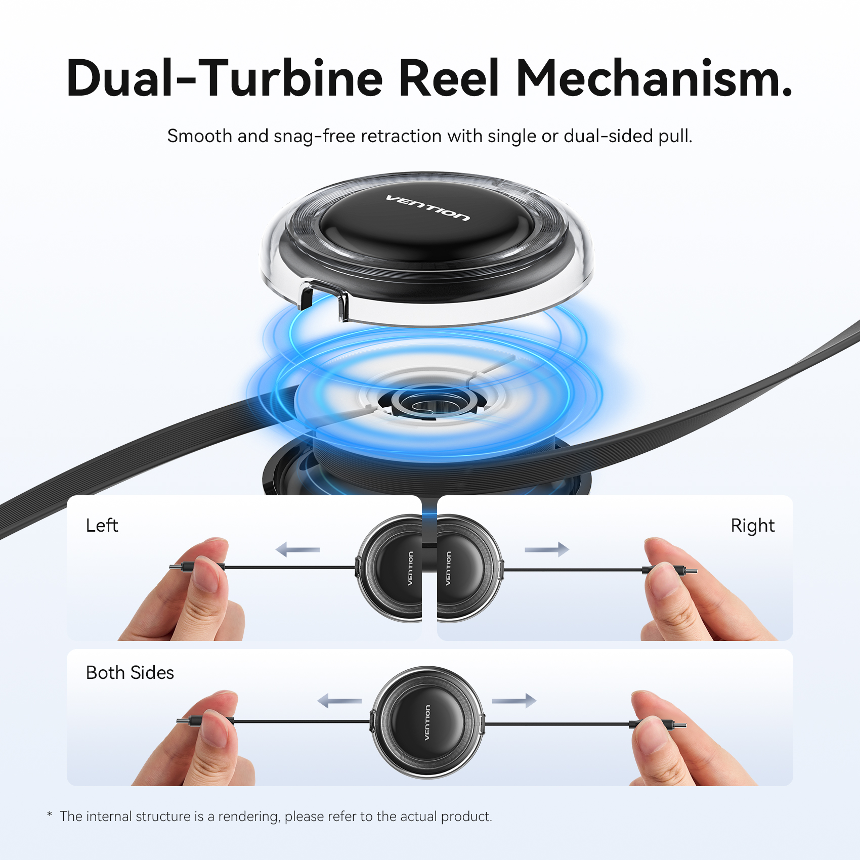 Vention 100W Retractable Cable USB C Cable 5A Type-C