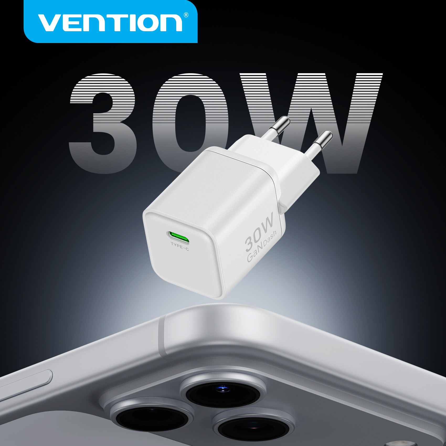 „Vention“ 30 W „GaN“ greitasis įkroviklis PD3.0 QC3.0