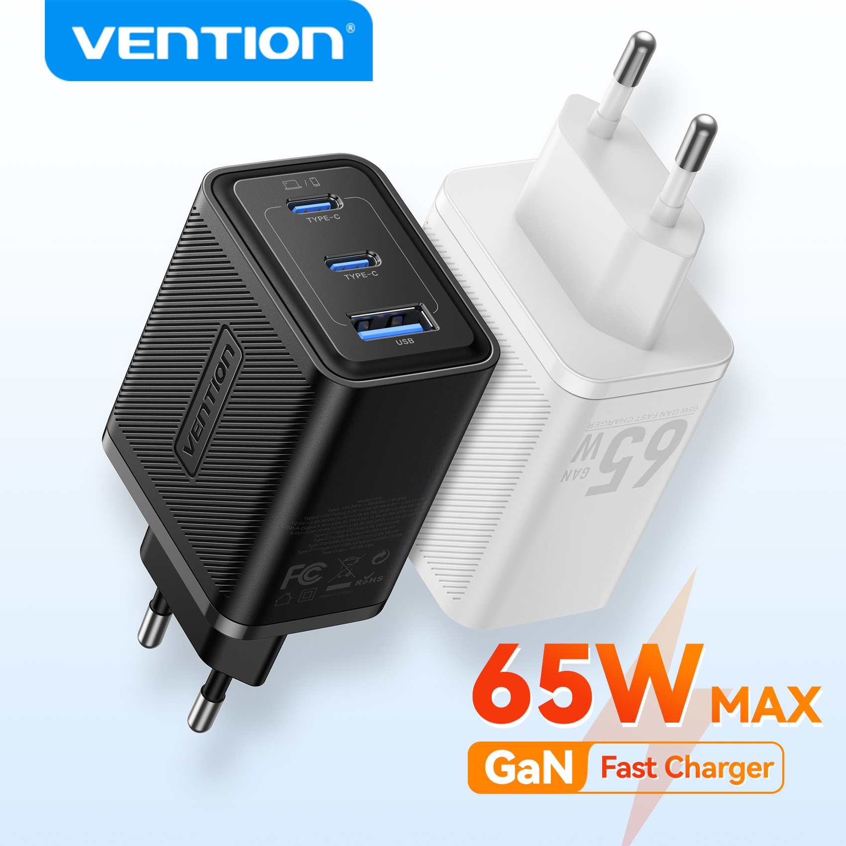 Vention 65W GaN Charger Quick Charge Type C PD3.0