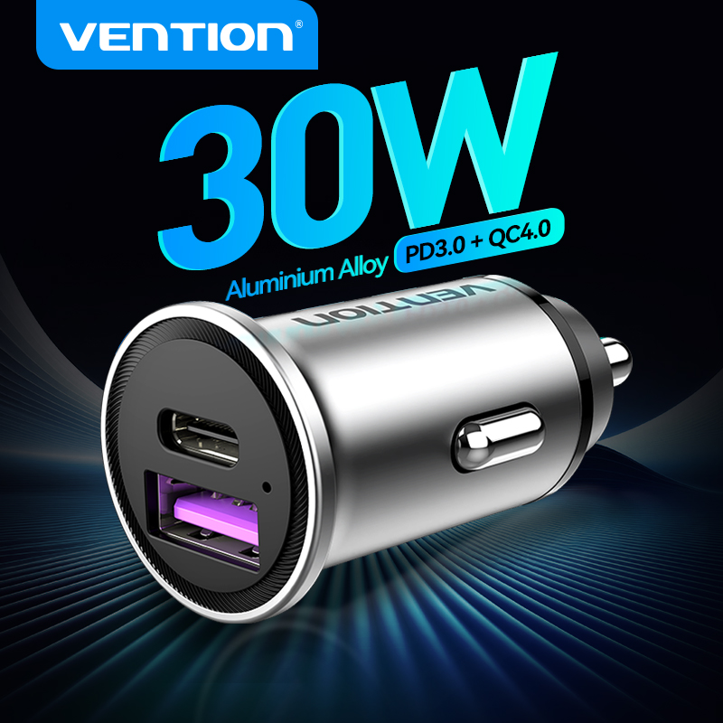 Vention 30W Mini Car Charger USB Type C PD QC Quick