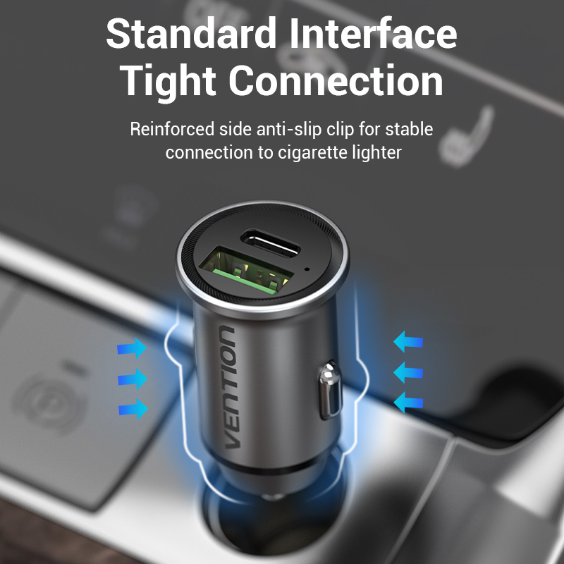 Vention 30W Mini Car Charger USB Type C PD QC Quick