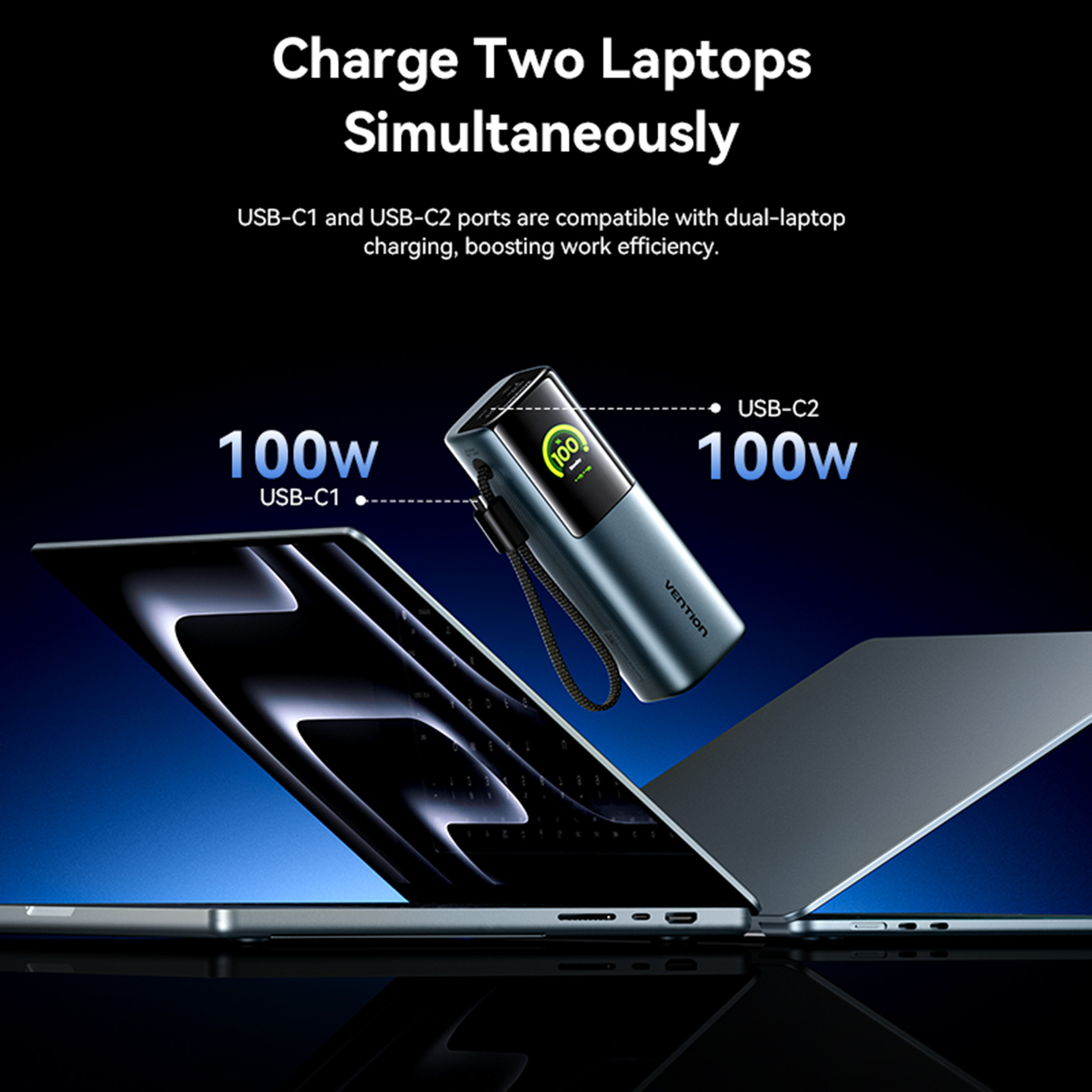 Vestavná výsuvná powerbanka Vention 200W 27000mAh