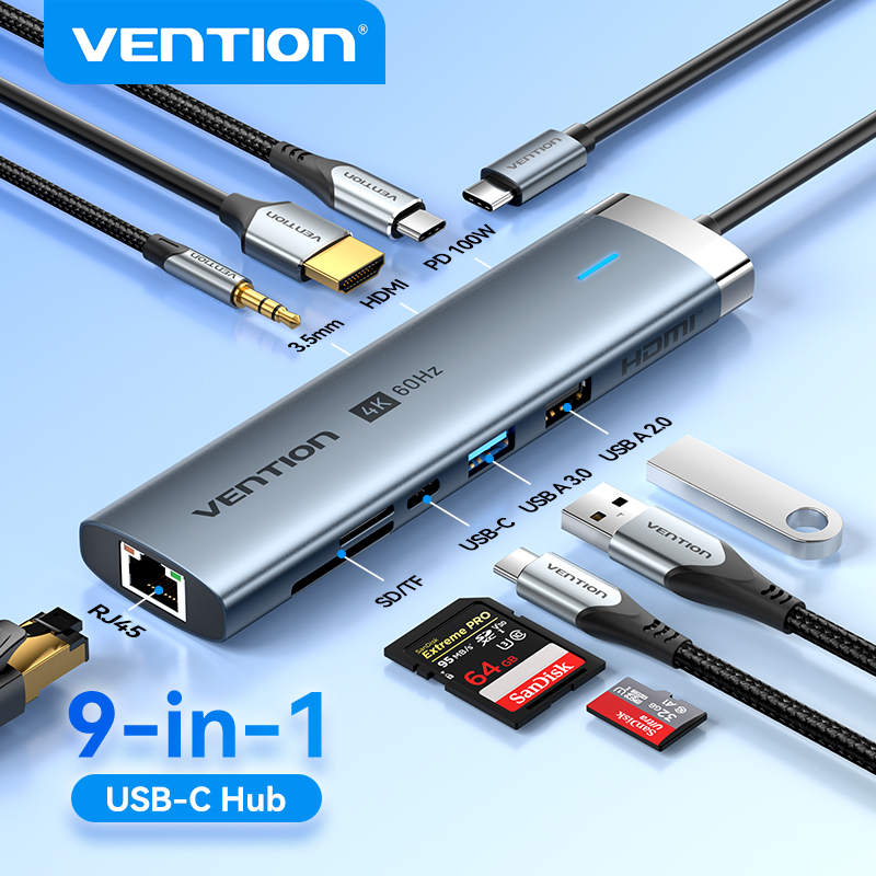 Vention USB C HUB 4K 60Hz Type C to HDMI RJ45 Ethernet