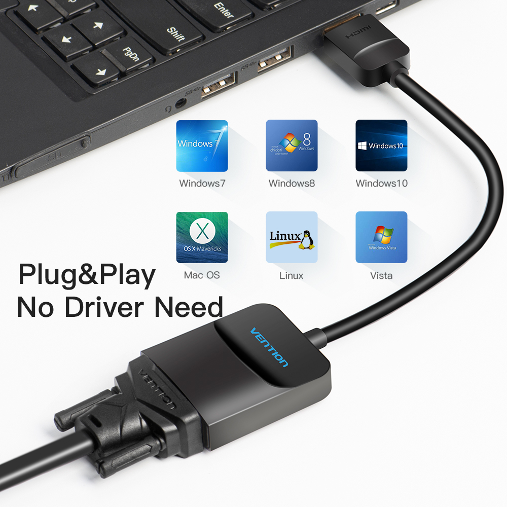 محول Vention HDMI إلى VGA بدقة 1080P HD ذكر إلى VGA