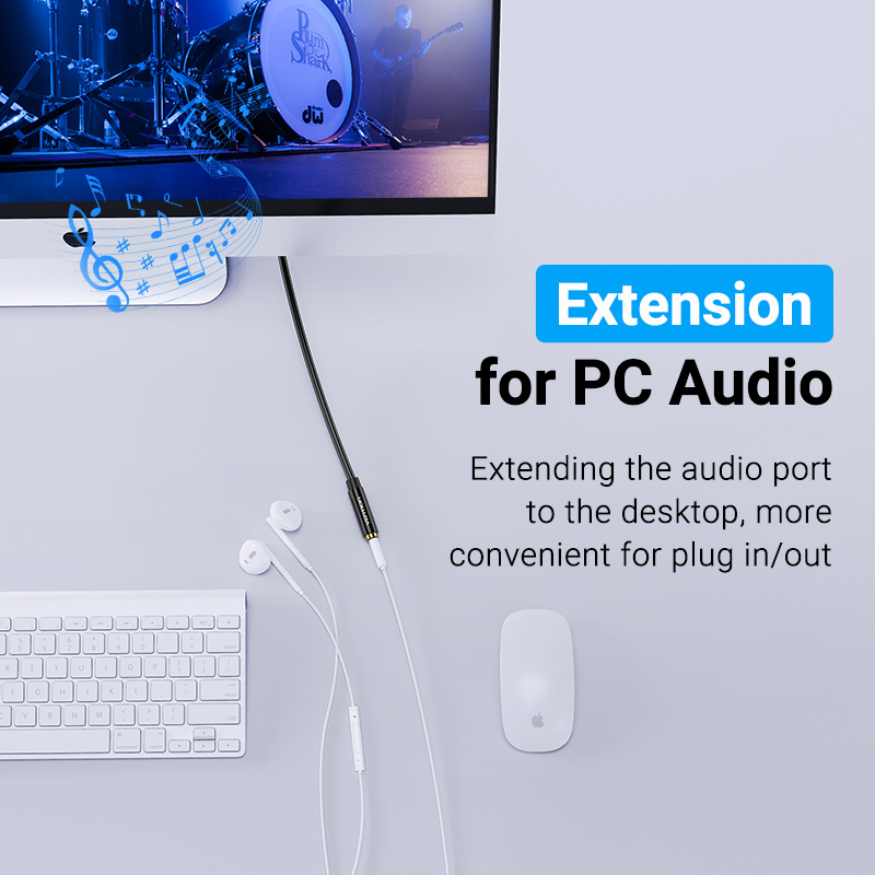 Vention 3.5mm 수-암 연장 케이블 잭 3.5